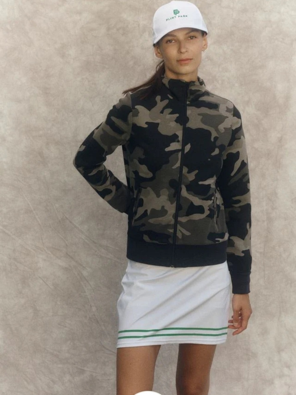Black Camo Court Jacket Tennis Zip Up Women's
